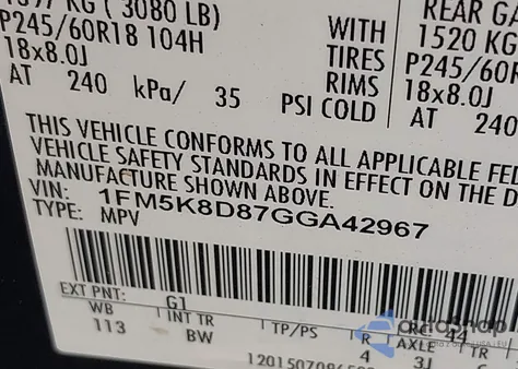 2016 Ford Explorer Xlt z USA, uszkodzony, nr VIN 1FM5K8D87GGA42967